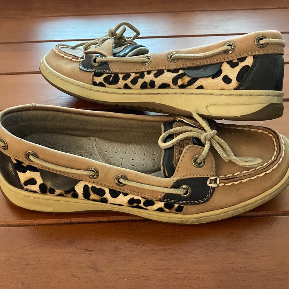 Sperry leopard print boat shoes